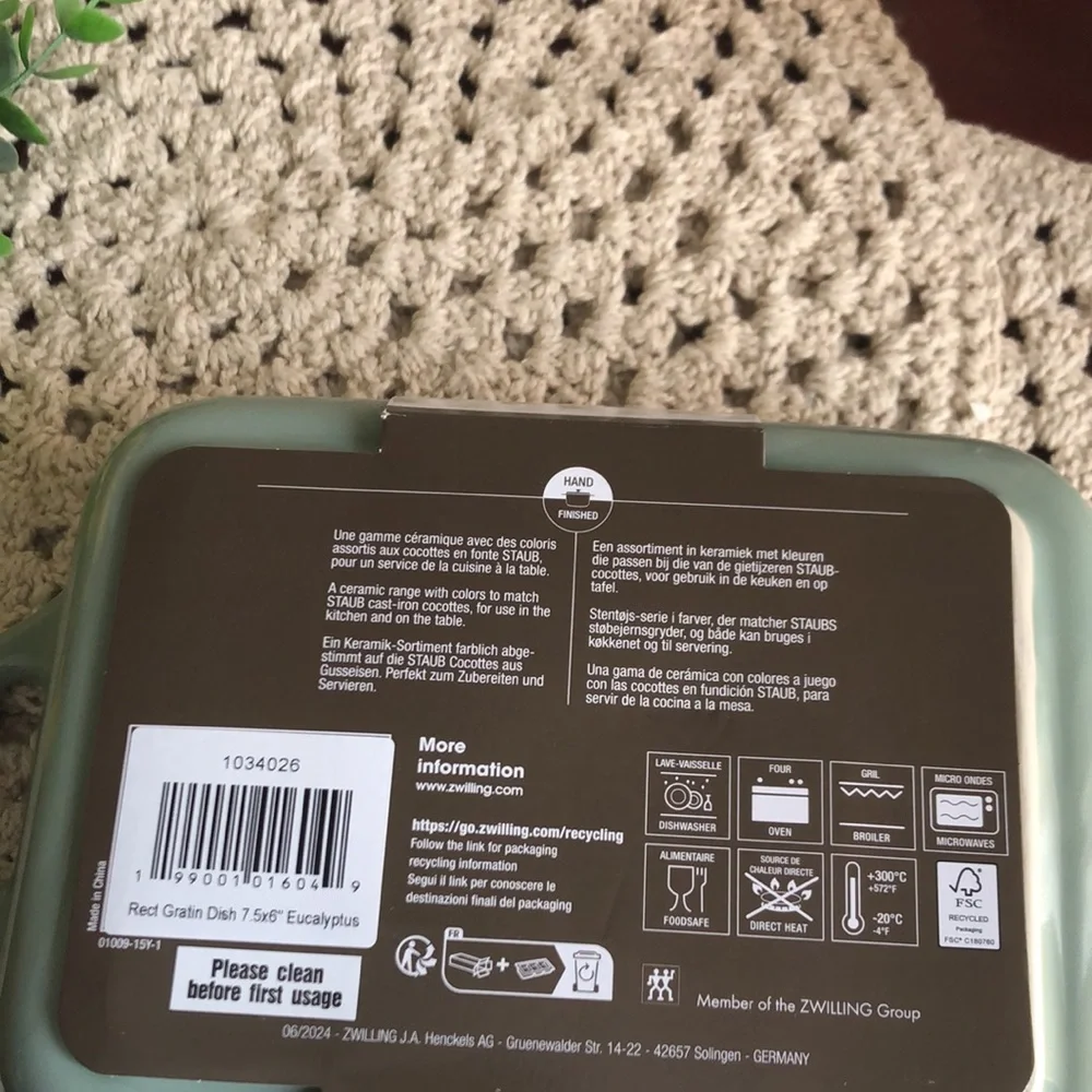 Staub Rectangular Ceramic Baker - EUCALYPTUS